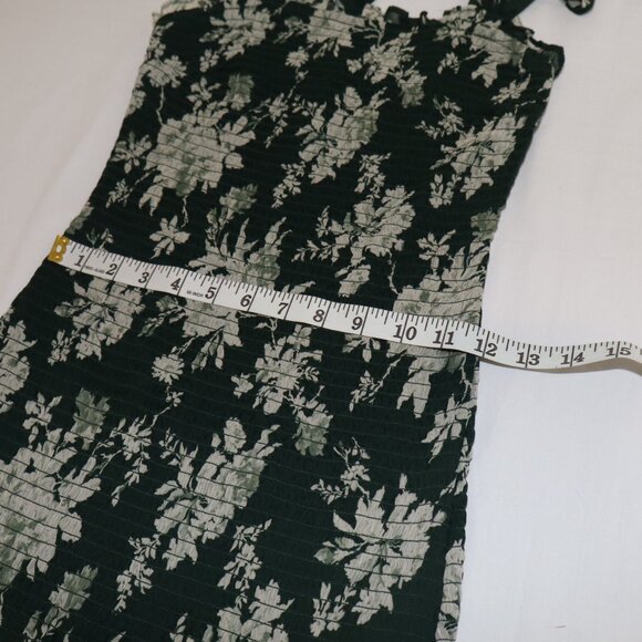 Abercrombie & Fitch Smocked Midi Dress Tie Straps Ruffle Green Floral Size S NWT - Picture 7 of 8